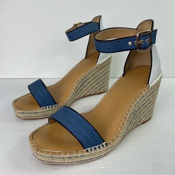 CAbi Parker Chambray Espadrille‎ Wedge Sandals 10 - Picture 2 of 13